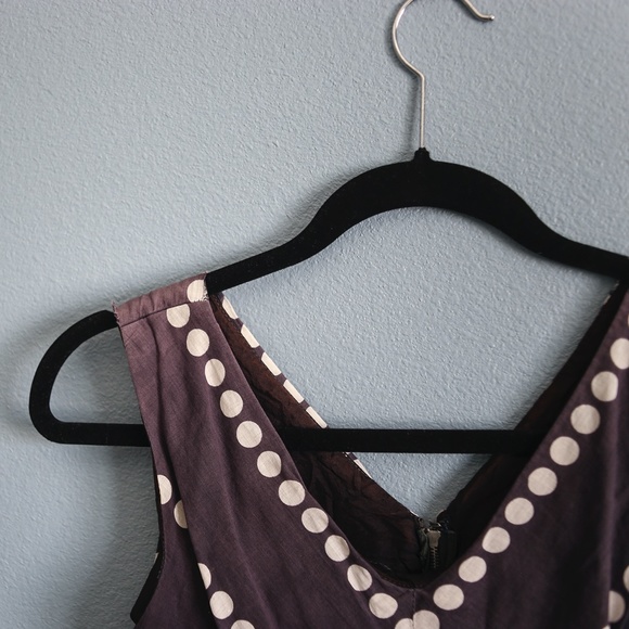 Vintage 60s Polka Dot Navy Blue Fitted Dress - Picture 4 of 5